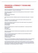 FINANCIAL LITERACY 7 EXAM AND ANSWERS