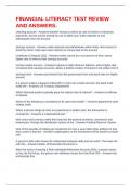 FINANCIAL LITERACY TEST REVIEW AND ANSWERS&period; 