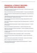 FINANCIAL LITERACY RECORD QUESTIONS AND ANSWERS