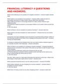 FINANCIAL LITERACY 4 QUESTIONS AND ANSWERS