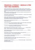 FINANCIAL LITERACY - MODULE 4 PRE TEST AND ANSWERS&period;