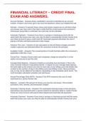 FINANCIAL LITERACY &ndash; CREDIT FINAL EXAM AND ANSWERS