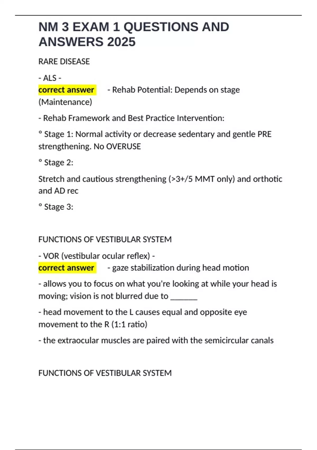 NM 3 EXAM 1 QUESTIONS AND ANSWERS 2025 - NM 3 - Stuvia US
