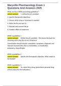Maryville Pharmacology Exam 1 Questions And Answers 2025
