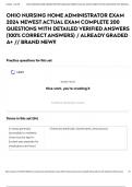 OHIO NURSING HOME ADMINISTRATOR EXAM 2024 NEWEST ACTUAL EXAM COMPLETE 200 QUESTIONS WITH DETAILED VERIFIED ANSWERS &lpar;100&percnt; CORRECT ANSWERS&rpar; &sol; ALREADY GRADED A&plus; &sol;&sol; BRAND NEW&excl;&excl;