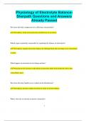 Physiology of Electrolyte Balance- Sherpath Questions and Answers  Already Passed