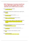 MSSC Maintenance Awareness Actual Exam &lpar;Latest 2024&sol; 2025 Update&rpar; 100&percnt; Correct Questions and Verified Answers&vert; Grade A