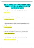 FLUID AND ELECTROLYTE IMBALANCE EXAM 1 QUESTIONS AND ANSWERS  ALREADY PASSED