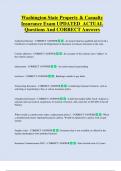 Washington State Property & Casualty  Insurance Exam UPDATED ACTUAL  Questions And CORRECT Answers
