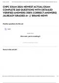 CHPC EXAM 2024 NEWEST ACTUAL EXAM COMPLETE 260 QUESTIONS WITH DETAILED VERIFIED ANSWERS &lpar;100&percnt; CORRECT ANSWERS&rpar; &sol;ALREADY GRADED A&plus; &sol;&sol; BRAND NEW&excl;&excl;