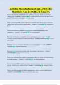 Additive Manufacturing Cert UPDATED  Questions And CORRECT Answers