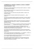 COMMERCIAL DRIVER LICENSE &lpar;CLASS A&rpar; HAZMAT ENDORSEMENT TEST 2024