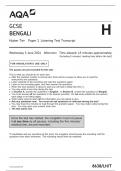 2024 AQA GCSE BENGALI PAPER 1 &lpar;8638&sol;LH&sol;T&colon; Listening Test Transcript&rpar;Higher Tier