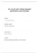 STA MATH  KEY TERMS 2024&sol;2025 QUESTIONS AND ANSWERS