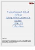 Nursing Process & Critical Thinking Nursing Practice Questions & Answers  2024-2025 25 Questions