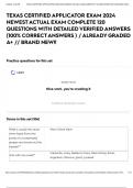 TEXAS CERTIFIED APPLICATOR EXAM 2024 NEWEST ACTUAL EXAM COMPLETE 120 QUESTIONS WITH DETAILED VERIFIED ANSWERS &lpar;100&percnt; CORRECT ANSWERS &rpar; &sol; ALREADY GRADED A&plus; &sol;&sol; BRAND NEW&excl;&excl;
