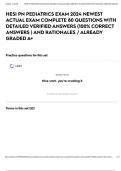 HESI PN PEDIATRICS EXAM 2024 NEWEST ACTUAL EXAM COMPLETE 80 QUESTIONS WITH DETAILED VERIFIED ANSWERS &lpar;100&percnt; CORRECT ANSWERS &rpar; AND RATIONALES &sol; ALREADY GRADED A&plus;