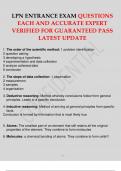 HESI LPN ENTRANCE EXAM QUESTIONS EACH AND ACCURATE EXPERT VERIFIED FOR GUARANTEED