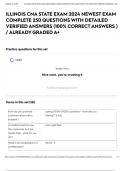 ILLINOIS CNA STATE EXAM 2024 NEWEST EXAM COMPLETE 250 QUESTIONS WITH DETAILED VERIFIED ANSWERS &lpar;100&percnt; CORRECT ANSWERS &rpar; &sol; ALREADY GRADED A&plus;