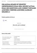 OKLAHOMA BOARD OF DENISTRY JURISPRUDENCE EXAM 2024 NEWEST ACTUAL EXAM 250 QUESTIONS AND CORRECT DETAILED ANSWERS &lpar;VERIFIED ANSWERS&rpar; &vert;ALREADY GRADED A&plus;