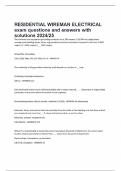 RESIDENTIAL WIREMAN ELECTRICAL exam questions and answers with solutions 2024&sol;25
