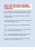 MISY 5325 MS EXCEL MIDTERM EXAM SET &vert;ACCURATE ANSWERS &vert;COMPLETE