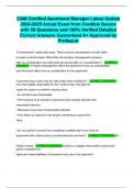 CAM Certified Apartment Manager Latest Update 2024-2025 Actual Exam from Credible Source with 50 Questions and 100&percnt; Verified Detailed Correct Answers Guaranteed A&plus; Approved by Professor
