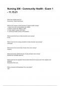 Nursing 206 - Community Health - Exam 1 - 11&period;15&period;21 QUESTIONS AND CORRECT DETAILED ANSWERS WITH RATIONALES 2025&sol;2026 &lpar;VERIFIED ANSWERS&rpar; &vert;ALREADY GRADED A&plus;