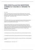 WGU D219 Focused Set QUESTIONS CORRECTLY SOLVED A&plus; GRADED TO PASS