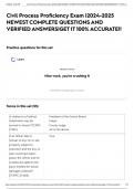 Civil Process Proficiency Exam &vert;2024-2025 NEWEST COMPLETE QUESTIONS AND VERIFIED ANSWERS&vert;GET IT 100&percnt; ACCURATE&excl;&excl;