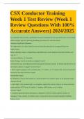 CSX Conductor Training Week 1 Test Review &lpar;Week 1 Review Questions With 100&percnt; Accurate Answers&rpar; 2024&sol;2025