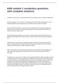 EHR module 1 vocabulary questions with complete solutions