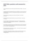 EHR FINAL questions well answered to pass