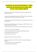 Introduction to International Relations - Leiden University IRO Study Questions Solved 100&percnt; Correct&vert; Latest Update 2024&sol;2