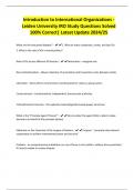Introduction to International Organizations - Leiden University IRO Study Questions Solved 100&percnt; Correct&vert; Latest Update 2024&sol;25