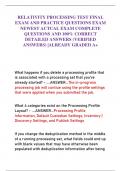 RELATIVITY PROCESSING TEST FINAL  EXAM AND PRACTICE QUESTIONS EXAM  NEWEST ACTUAL EXAM COMPLETE  QUESTIONS AND 100&percnt; CORRECT  DETAILED ANSWERS &lpar;VERIFIED  ANSWERS&rpar; &vert;ALREADY GRADED A&plus;