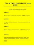  IVCA OPTIONS FOR ANIMALS EXAM QUESTIONS AND ANSWERS 2024