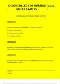 GALEN COLLEGE OF NURSING NU110 EXAM &num;2 QUESTIONS AND ANSWERS 2024