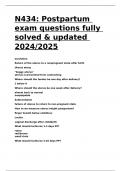N434 Postpartum exam questions fully solved & updated 2024-2025