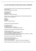 SC LIFE INSURANCE EXAM QUESTIONS & ANSWERS