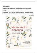 Test Bank - Mental Health in Nursing&colon; Theory and Practice for Clinical Settings&comma; 6th Edition &lpar;Foster&comma; 2025&rpar;&comma; Chapter 1-29 &vert; All Chapters