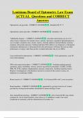 Louisiana Board of Optometry Law Exam ACTUAL Questions and CORRECT Answers