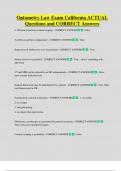 Optometry Law Exam California ACTUAL  Questions and CORRECT Answers