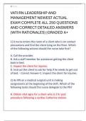 VATI RN LEADERSHIP AND  MANAGEMENT NEWEST ACTUAL  EXAM COMPLETE ALL 250 QUESTIONS  AND CORRECT DETAILED ANSWERS  &lpar;WITH RATIONALES&rpar; &vert;GRADED A&plus;