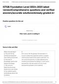 ISTQB Foundation Level &vert;2024-2025 latest version&vert;Comprehensive questions and verified answers&sol;accurate solutions&vert;Already graded A&plus;