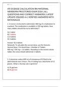 ATI DOSAGE CALCULATION RN MATERNAL  NEWBORN PROCTORED EXAM 2024 &vert; ALL  QUESTIONS AND CORRECT ANSWERS &vert; LATEST  UPDATE GRADED A&plus;&vert; VERIFIED ANSWERS WITH  RATIONALES