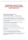 CHAMPIONS SCHOOL OF REAL ESTATE - REAL ESTATE FINANCE RMLO FINAL TEST