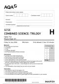AQA GCSE COMBINED SCIENCE&colon; TRILOGY Higher Tier Physics Paper 2 JUNE 2024 QUESTION PAPER
