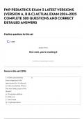 FNP PEDIATRICS EXAM 3 LATEST VERSIONS &lpar;VERSION A&comma; B & C&rpar; ACTUAL EXAM 2024-2025 COMPLETE 500 QUESTIONS AND CORRECT DETAILED ANSWERS 