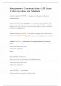 Interpersonal Communication A122 Exam 1 with Questions and Solutions